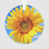 Gele zonnebloem en bijen kerstversiering ornament (voorkant)