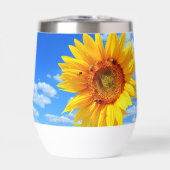 Gele zonnebloem en bijen op blauwe hemel (Voorkant)