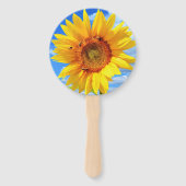 Gele Zonnebloem en Bijen op Blue Sky Hand Fan Handwaaier (Achterkant)