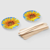 Gele Zonnebloem en Bijen op Blue Sky Hand Fan Handwaaier (Niet-gemonteerd)