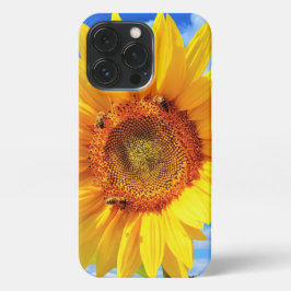 Gele Zonnebloem en Bijen op Blue Sky iPhone Case iPhone 13 Pro Hoesje