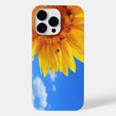 Gele zonnebloem en bijen op de blauwe hemel iPhone hoesje (Achterkant)