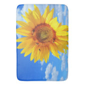 Gele zonnebloem en bijen op de blauwe hemel - zome badmat (Voorkant Verticaal)