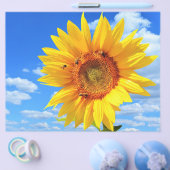 Gele zonnebloem en bijen op de blauwe hemel - zome flyer (Enkel)