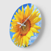 Gele zonnebloem en bijen op de blauwe hemel - zome grote klok (Hoek)