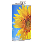 Gele zonnebloem en bijen op de blauwe hemel - zome heupfles (Rechts)