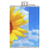 Gele zonnebloem en bijen op de blauwe hemel - zome heupfles (Achterkant)