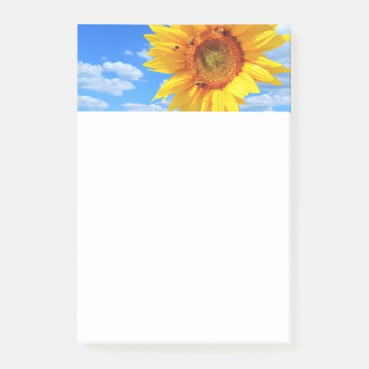 Gele zonnebloem en bijen op de blauwe hemel - zome post-it® notes (Voorkant)