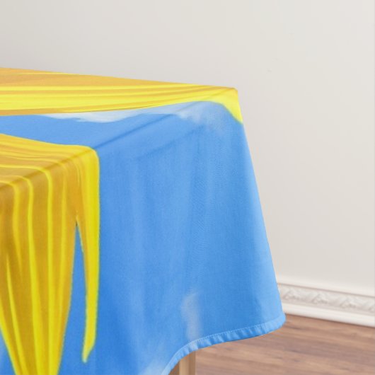 Gele zonnebloem en bijen op de blauwe hemel - zome tafelkleed (Voorbeeld)