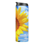 Gele zonnebloem en bijen op de blauwe hemel - zome thermosbeker (Geroteerd rechts)