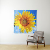 Gele zonnebloem en bijen op de blauwe hemel - zome wandkleed (In Situ (horizontaal))