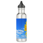 Gele zonnebloem en bijen op de blauwe hemel - zome waterfles (Links)