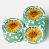 Gele Zonnebloem en Bijen Poker Chips (Opstapeling)