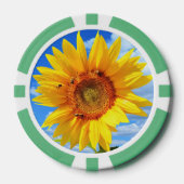 Gele Zonnebloem en Bijen Poker Chips (Voorkant)