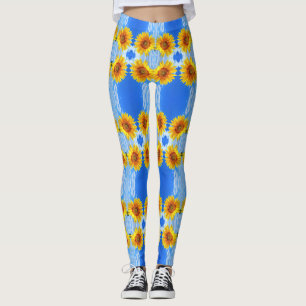Gele zonnebloem en bijenlegging leggings