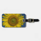 Gele zonnebloem en blauwe hemel bagagelabel (Voorkant horizontaal)
