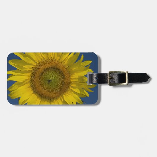 Gele zonnebloem en blauwe hemel bagagelabel (Voorkant horizontaal)