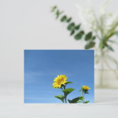 Gele zonnebloem en blauwe hemel briefkaart (Staand voorkant)