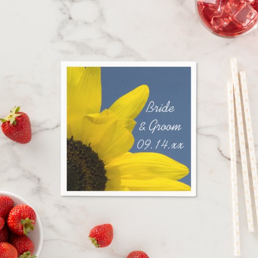 Gele Zonnebloem en Blauwe Hemel Bruiloft Servet (Insitu)
