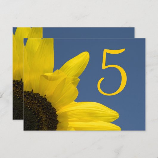 Gele Zonnebloem en Blauwe Hemel Tafelnummer (Voorkant / Achterkant)