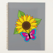 Gele Zonnebloem en Blauwe Roze Vlinder Planner (Voorkant)
