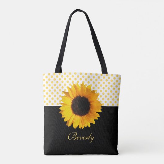 Gele zonnebloem en Canvas tas van Stippen (Achterkant)
