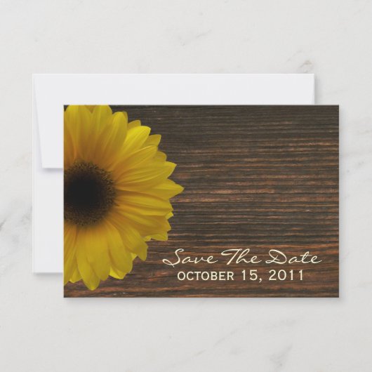 Gele zonnebloem en Herfst van Barnwood sparen de d Save The Date (Voorkant)