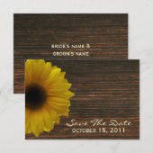 Gele zonnebloem en Herfst van Barnwood sparen de d Save The Date (Voorkant / Achterkant)