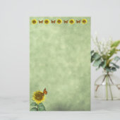  gele zonnebloem en Oranje vlinder Briefpapier (Staand voorkant)