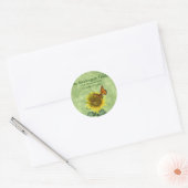  gele zonnebloem en Oranje vlinder Ronde Sticker (Envelop)
