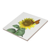  gele zonnebloem en Oranje vlinder Tegeltje (Zijkant)