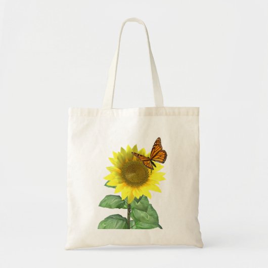 gele zonnebloem en Oranje vlinder Tote Bag (Voorkant)
