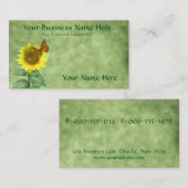  gele zonnebloem en Oranje vlinder Visitekaartje (Voorkant / Achterkant)