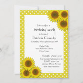 Gele zonnebloem en poka Dots Brithday Lunch Kaart (Voorkant)