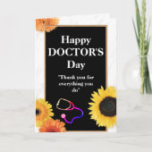 Gele zonnebloem en stethoscoop Dag van de arts Kaart (Voorkant)