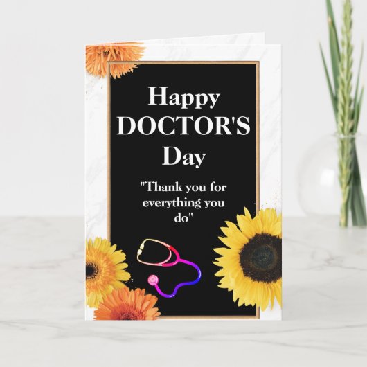 Gele zonnebloem en stethoscoop Dag van de arts Kaart (Voorkant)