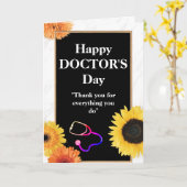 Gele zonnebloem en stethoscoop Dag van de arts Kaart (Gele Bloem)