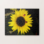 Gele zonnebloem en twee luikbeitjes legpuzzel (Horizontaal)