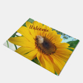 Gele zonnebloem en veren - Doormat Deurmat (Schuin)