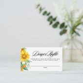 Gele Zonnebloem en Zee Buckthorn Luier Raffle Informatiekaartje (Staand voorkant)