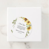 Gele zonnebloem Eucalyptus String Lights Weddensch Bedankjes Labels (In situ)