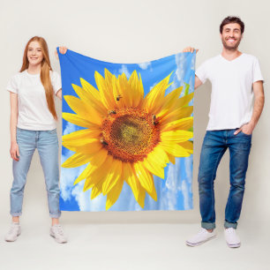 Gele Zonnebloem Fleece Dekbed Deken
