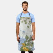 Gele zonnebloem Floral Blue Hydrangea w Dragonfly Schort (Gedragen)