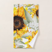 Gele zonnebloem Floral Rustische Herfst Bloem Bad Handdoek (Handdoek)