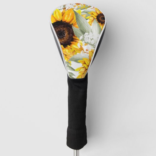 Gele zonnebloem Floral Rustische Herfst Bloem Golfheadcover (Voorkant)