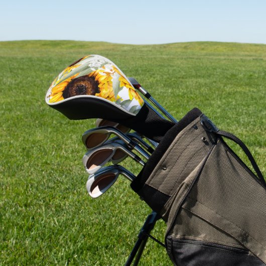 Gele zonnebloem Floral Rustische Herfst Bloem Golfheadcover (Insitu)