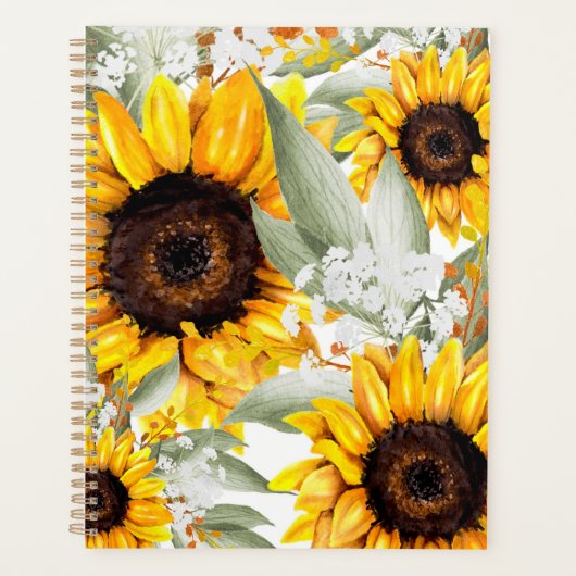 Gele zonnebloem Floral Rustische Herfst Bloem Planner (Voorkant)