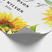 Gele zonnebloem florale trillling lente bouquet cadeaupapier (Hoek)