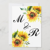 Gele zonnebloem florale trillling lente bouquet kaart (Achterkant)