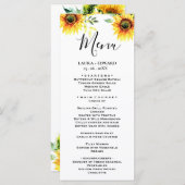 Gele zonnebloem florale trillling lente bouquet menu (Voorkant / Achterkant)